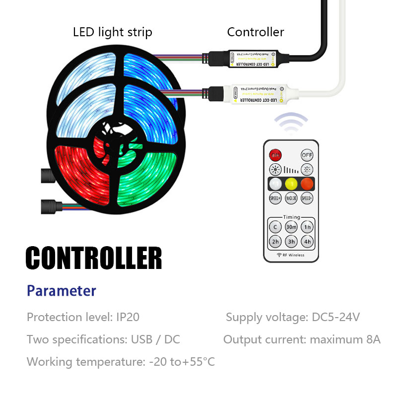16%20key%20Dual%20Color%20LED%20Dimmer%20for%20CCT%205050%20Strip%20RF%20wireless%20remote%20control%20USB/DC%203-pin%20connector%205v/12v/24v%20controller%20-%20Image%205