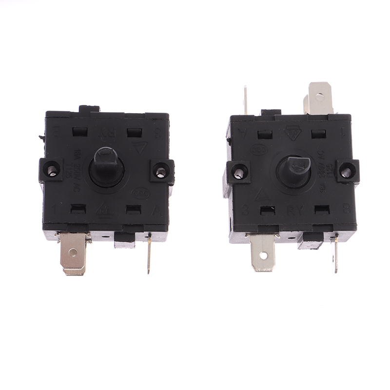 Electric Room Heater Rotary Selector Switch – 3-Pin Or 5-Pin, AC 250V 16A, Black Plastic & Metal Construction