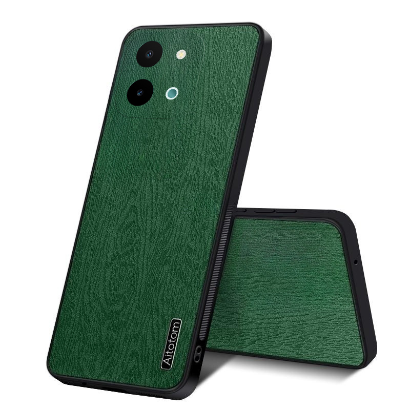 For Vivo Y28 Case Wood Texture Canvas Hrad Shockproof For Vivo Y28 Back Cover Phone Cases.
