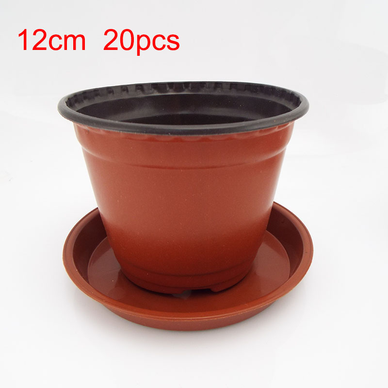 Merlin Irving Shop 20pcs Mini Plastic Round Flower Pot Tray Plant Growing Holder Nursery Planter Grow Box Flowerpot for Succulent Tools