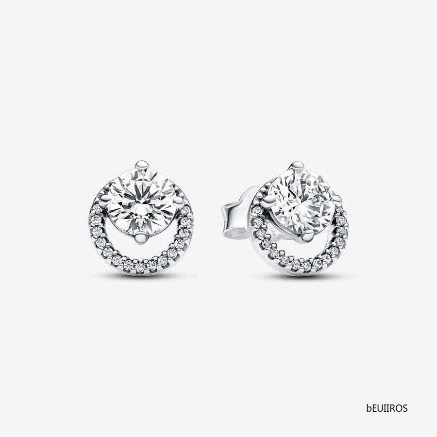 2024 New Sparkling Round Halo Stud Earrings