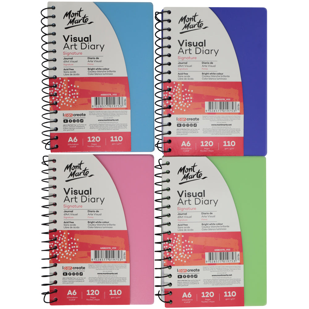 Mont Marte Visual Art Diary PP Coloured Cover A6.