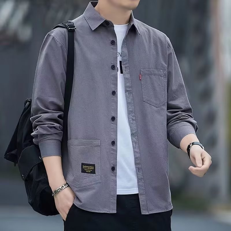 High-quality Japanese workwear mid-sleeve shirt, casual and versatile trend top