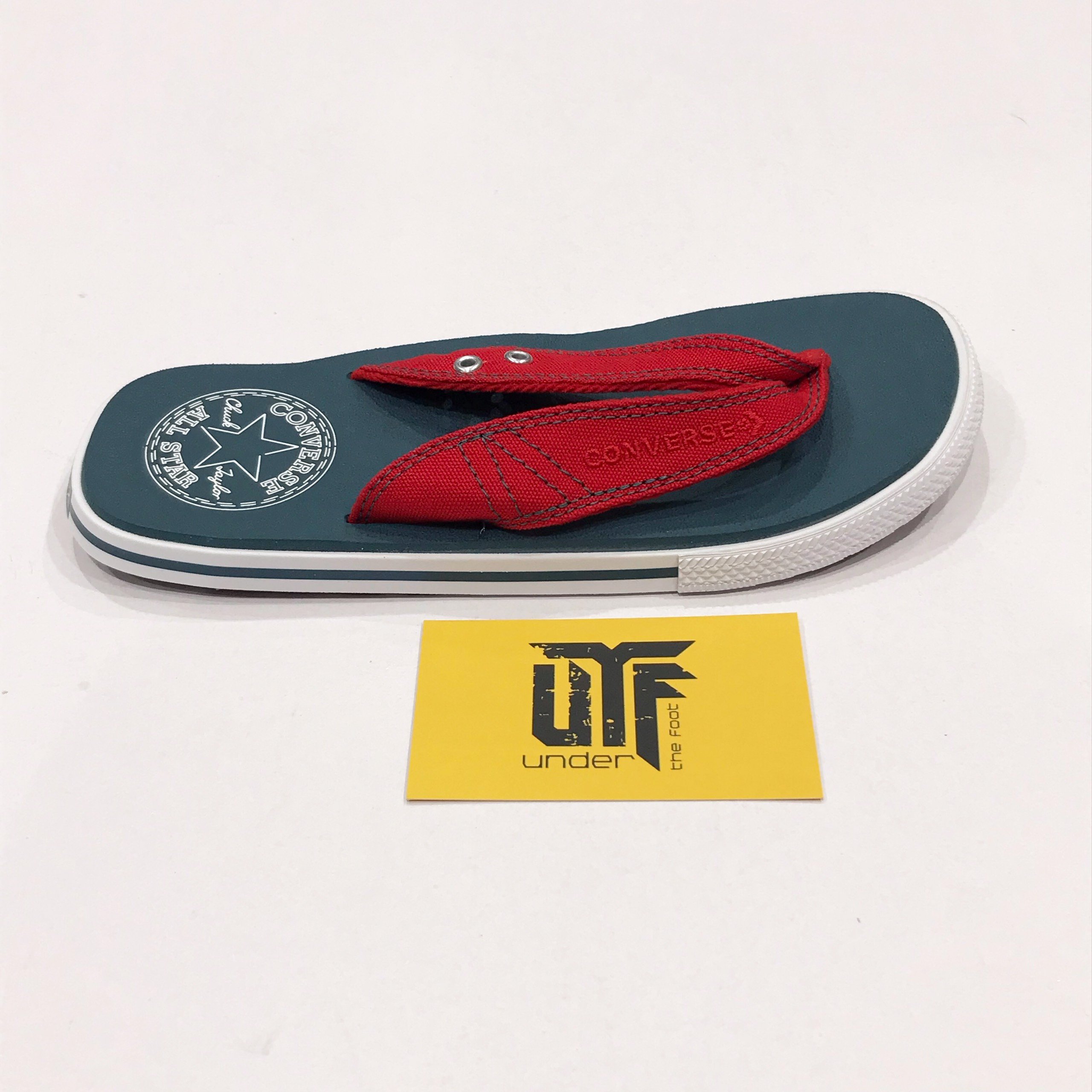 Dép converse xanh quai đỏ (quai vải) xỏ ngón