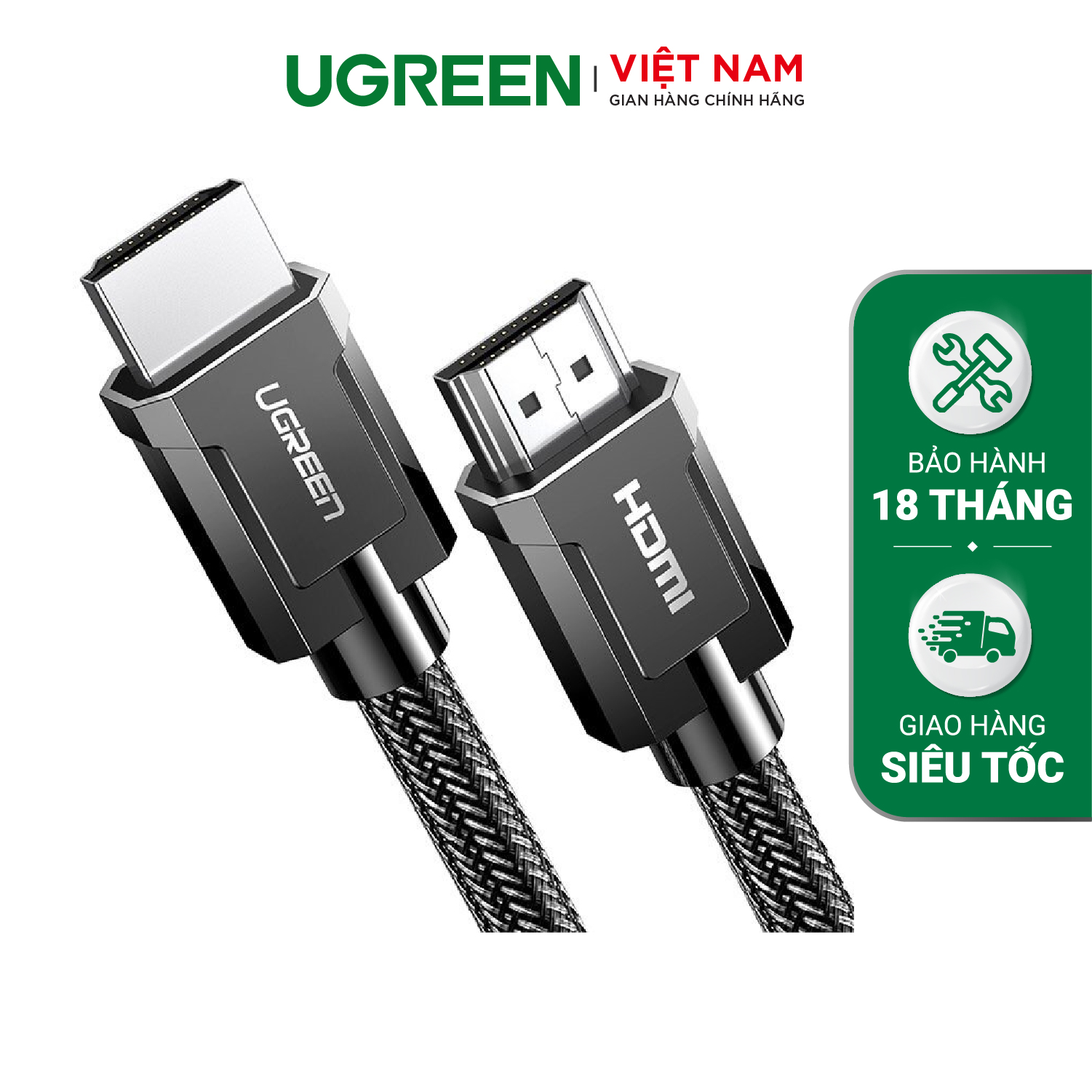 Cáp HDMI 2.0 UGREEN HD136 – Hỗ trợ phân giải 4K@60Hz, âm thanh HD Dolby Digital 7.1- Đầu tiếp xúc mạ Niken, lõi đồng nguyên chất – Hàng phân phối chính hãng – Bảo hành 18 tháng 1 đổi 1
