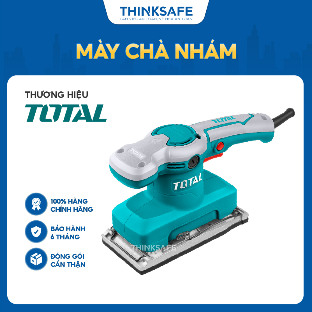 Máy chà nhám chữ nhật total tf1301826 320w tốc độ rung 14000rpm đế nhám 93mmx185m máy đánh bóng total chính hãng