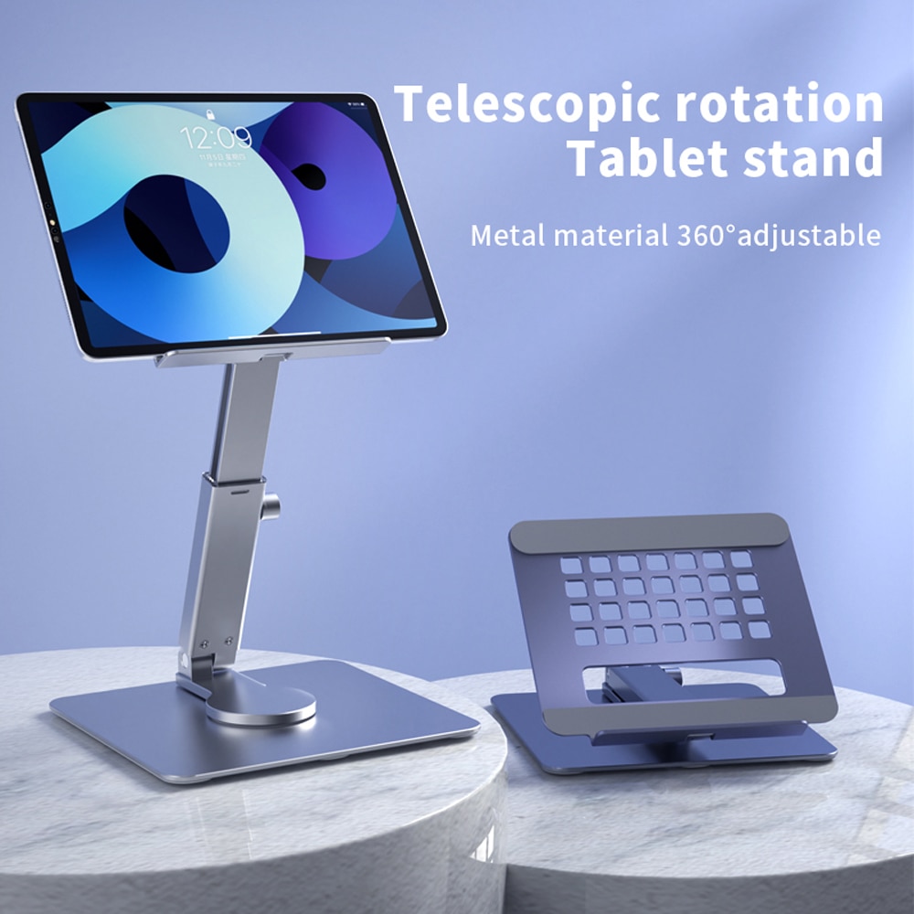 Tablet Stand Desk Riser 360 Rotation Multi-Angle Height Adjustable Foldable Holder Dock For Suitable For Xiaomi Ipad Tablet Laptop