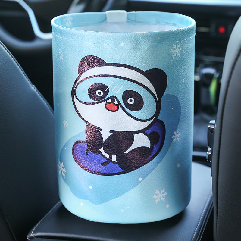 Waterproof car trash can, car supplies, folding storage bag, cartoon gmy bucket, car storage bucket, leather storage