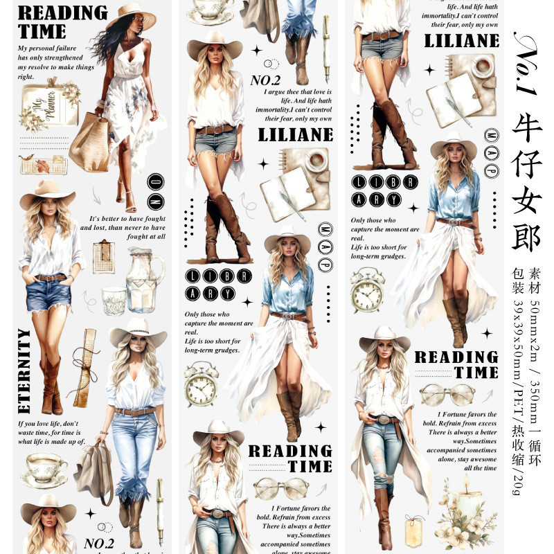 ENWEI 1 Roll [Tassie Gallery Series] Aesthetics Journal Masking Tape Waterproof Paper Washi Tape Scrapbooking Material Scrapbook Kit