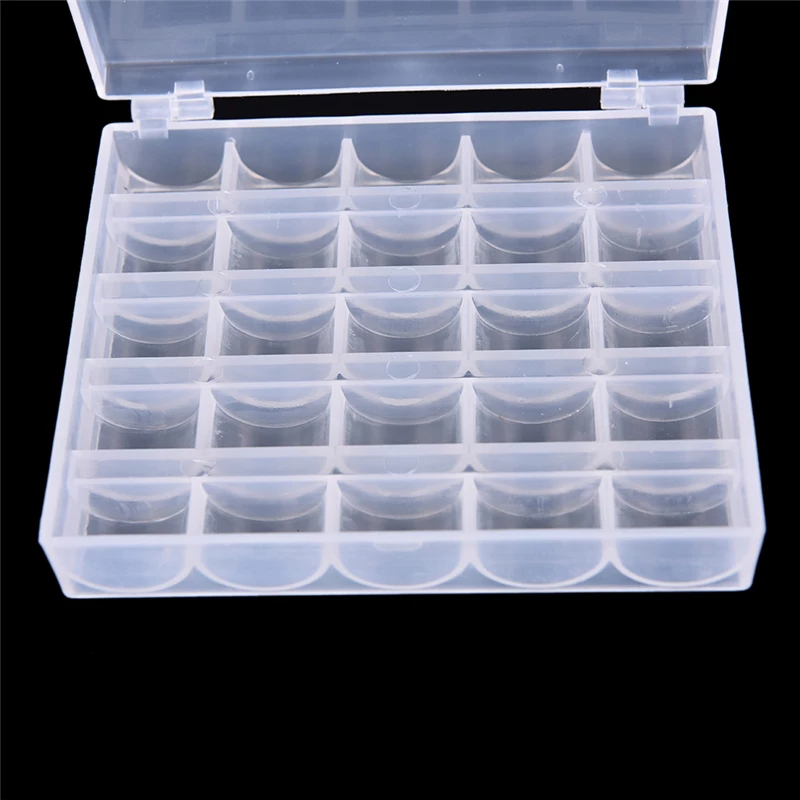 Dragon 25 Spools Empty Bobbins Sewing Machine Bobbin Case Organizer Storage Plastic Box
