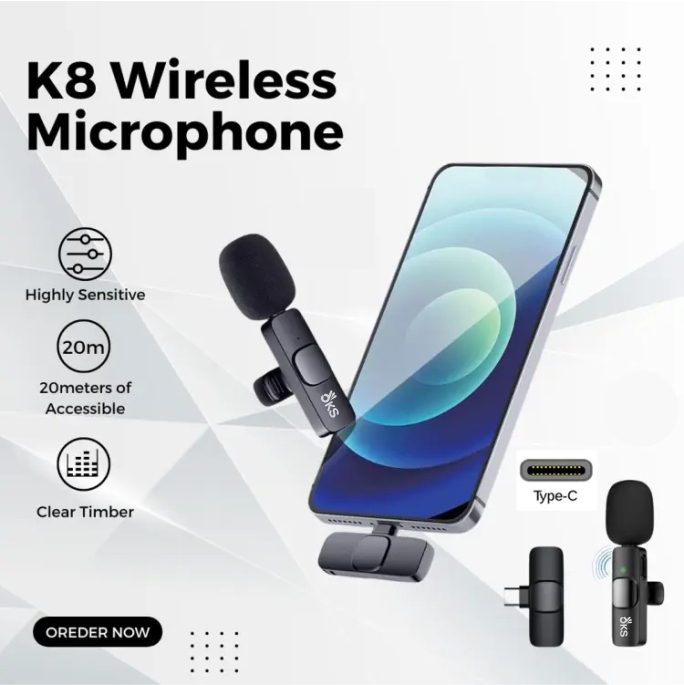 K35&K8 Collar Wireless Microphone Clip On Lavalier Mic with 3.5mm Wireless Microphone Mic Universal Plug & Play for DSLR, Amplifier, Laptop, PC & Mobile for Audio Live Video Shooting, Streaming, Vlogging & Making Videos. 