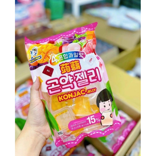 Thạch Trái Cây Konjac Jelly 4 Vị Trái Cây Hàn Quốc 384g