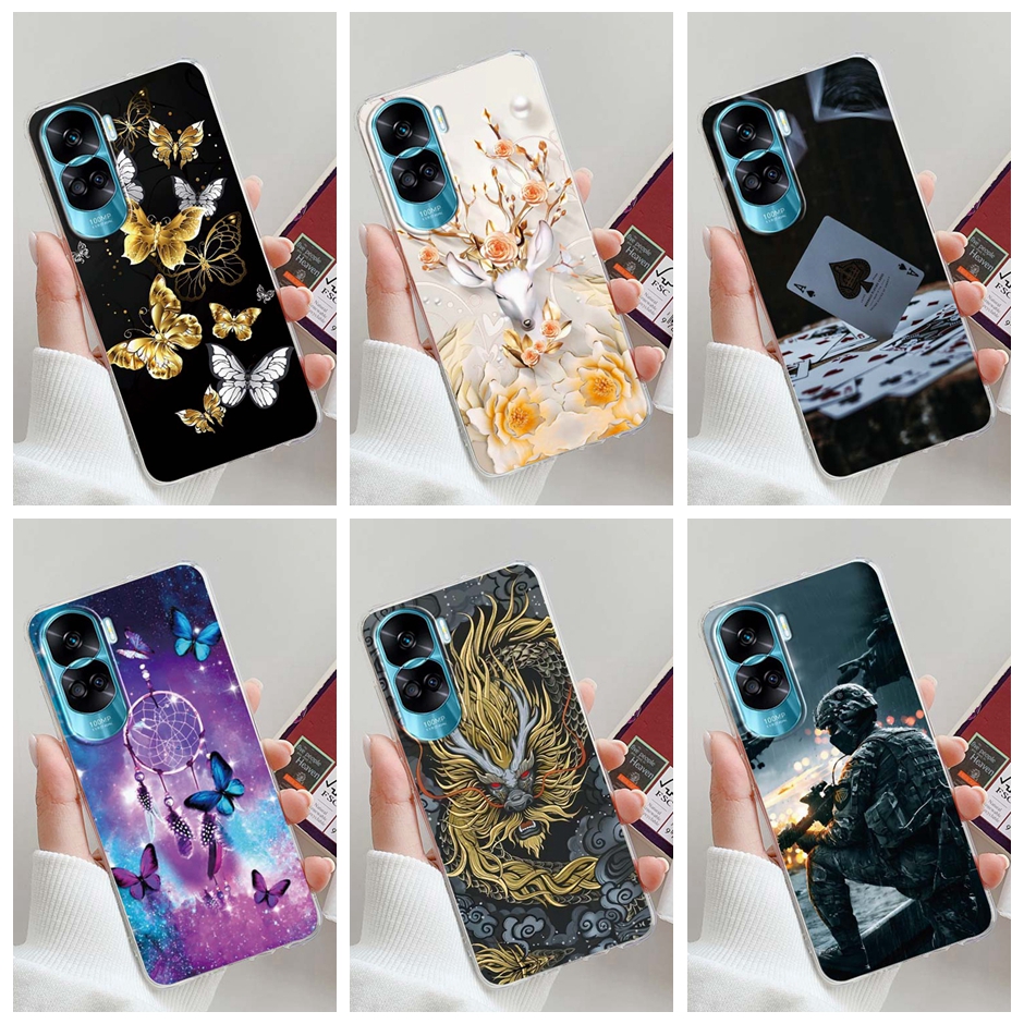 For Honor 90 Lite Case Shockproof Clear Soft Silicone TPU Phone Case For  Honor 90 Pro Back Cover Coque or Huawei Honor 90 Fundas