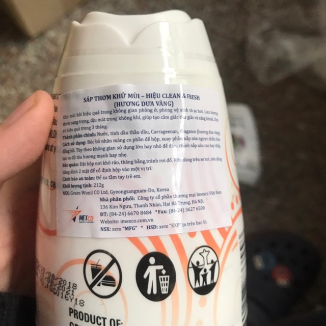 Sáp Thơm Khử Mùi Clean & Fresh Hàn Quốc 212g
