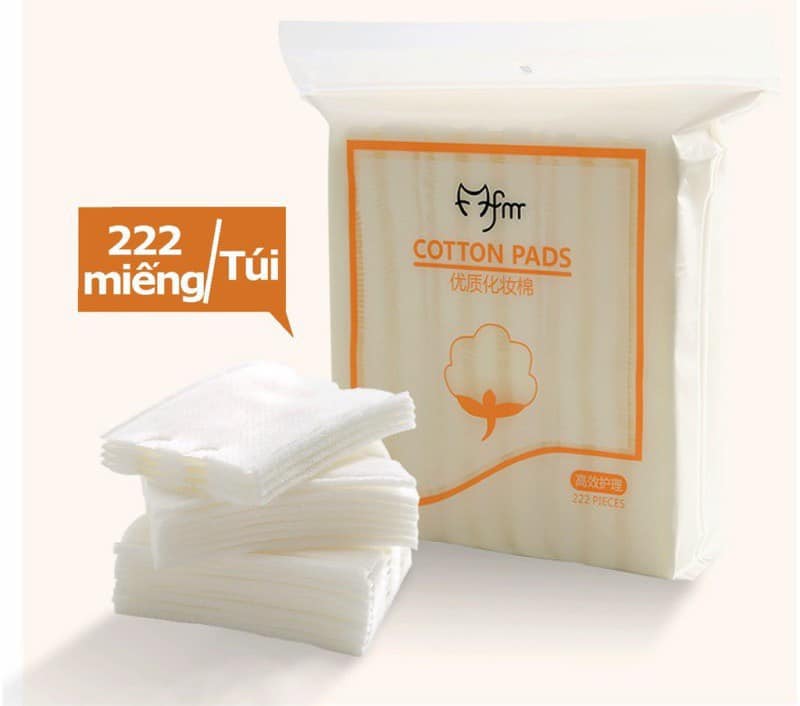 Bông tẩy trang Acosmetics 3 lớp Cotton Pads Túi 222 miếng, Bông tẩy trang siêu sạch với COTTON PADS