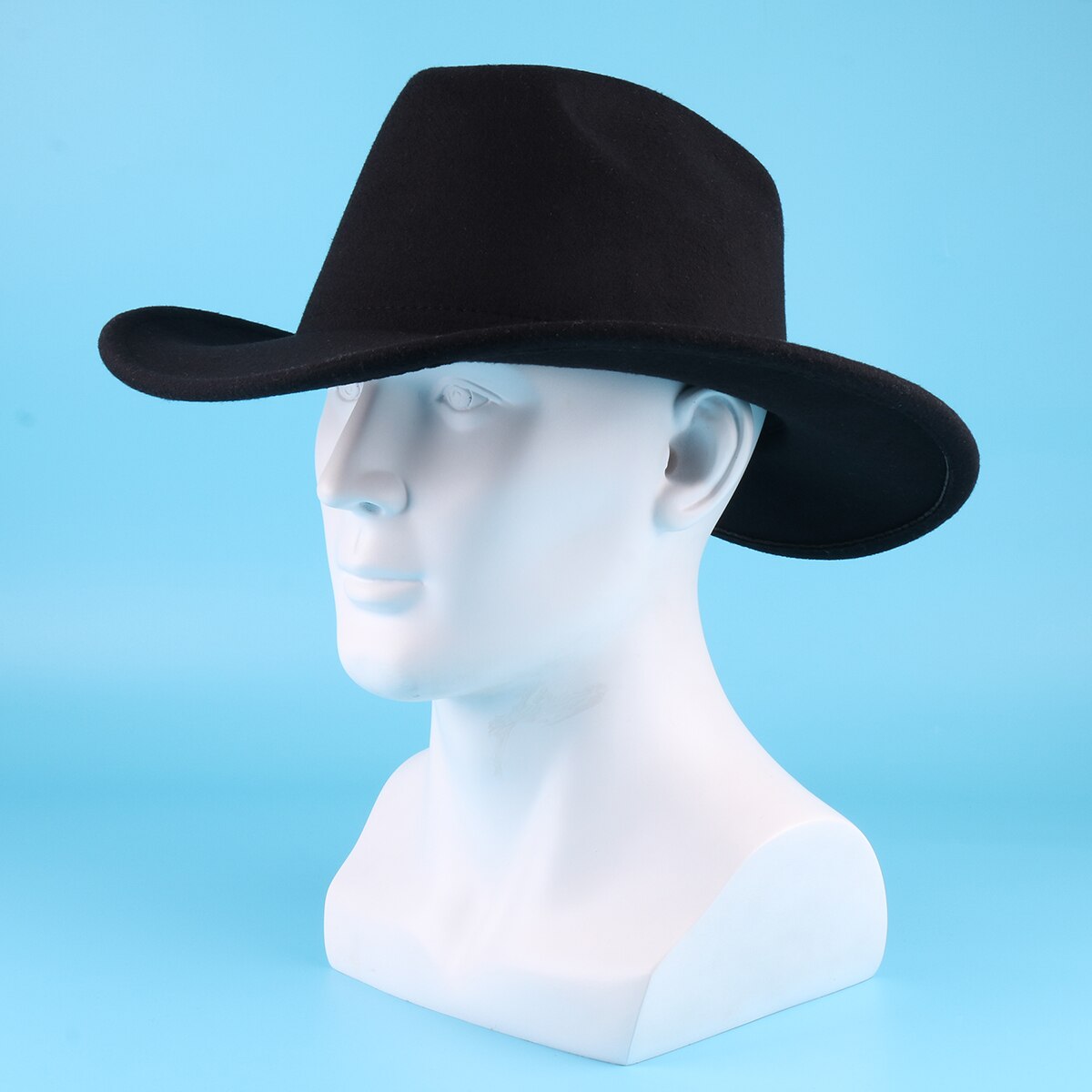 （Hats and Caps）Cowboy Hat Men Western Cowgirl Hats Winter Wool Panama  Fedora Hats Black Felt Wide Brim Trilby Hat for Women Retro Jazz Cap