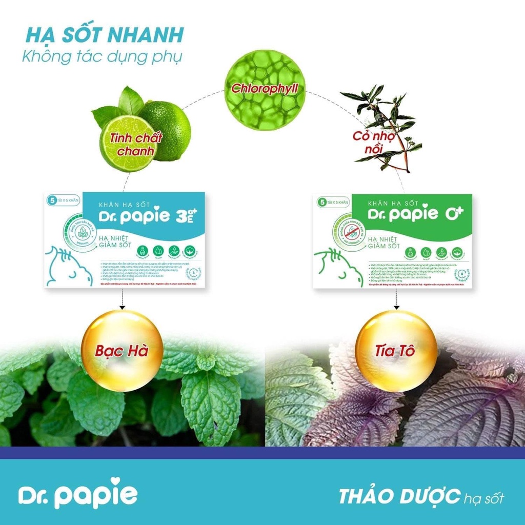 KHĂN HẠ SỐT Dr.Papie 0+/3M+