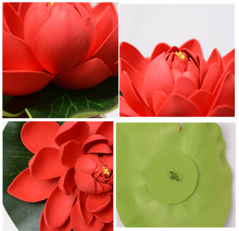 Đóa hoa sen giả thả nước trang trí tiểu cảnh ngoài vườn phủ xanh