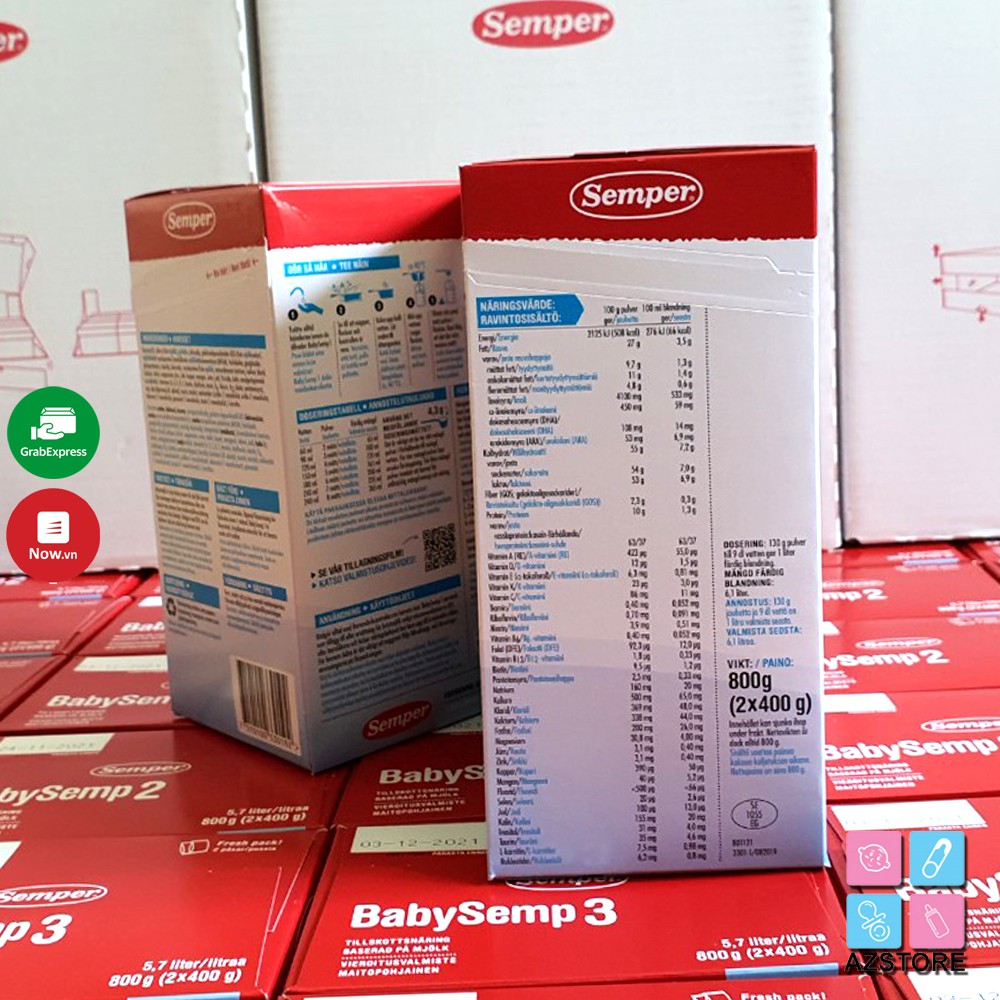 Sữa bột Semper Thụy Điển 800g từ số 1-4