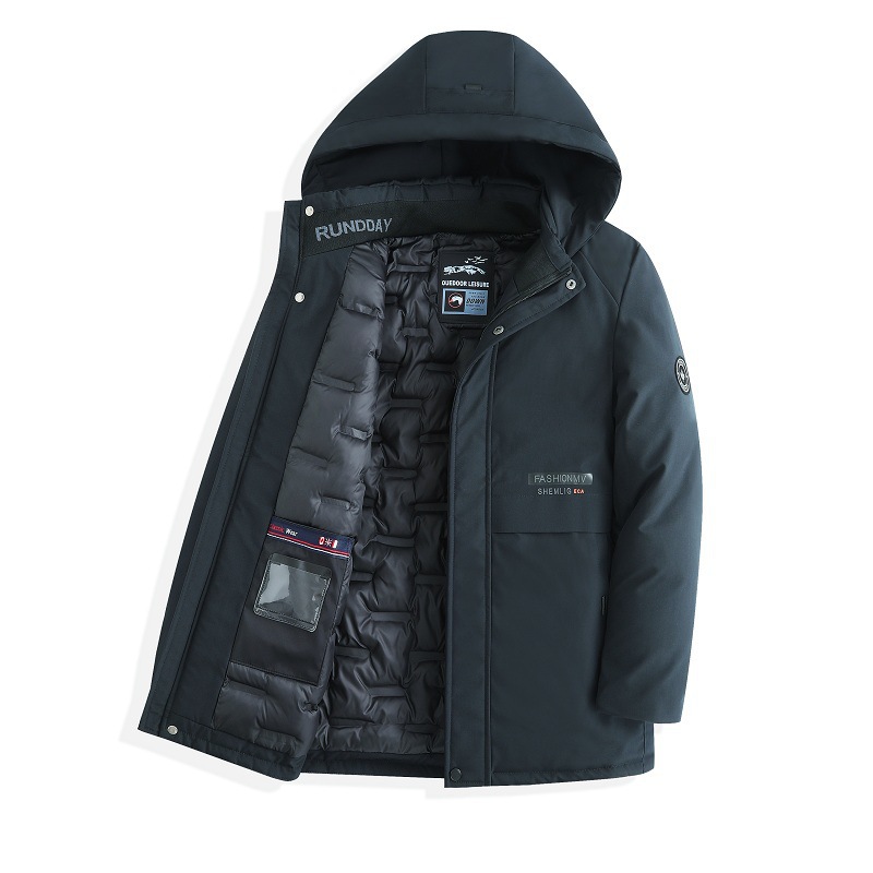 Winter mid length for middle-aged and elderly light business coat, thickened down jacket, high-quality men's cotton jacket DOWN JACKETS