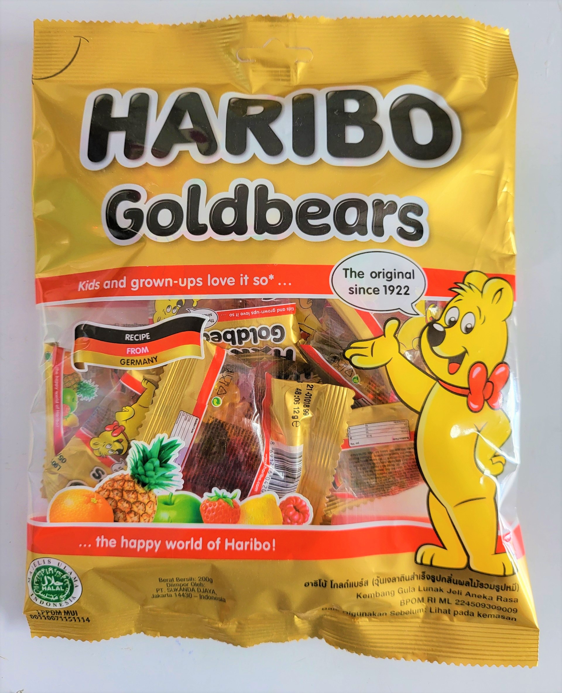 Kẹo dẻo hình gấu hương trái cây tự nhiên haribo fruit flavour jelly candy