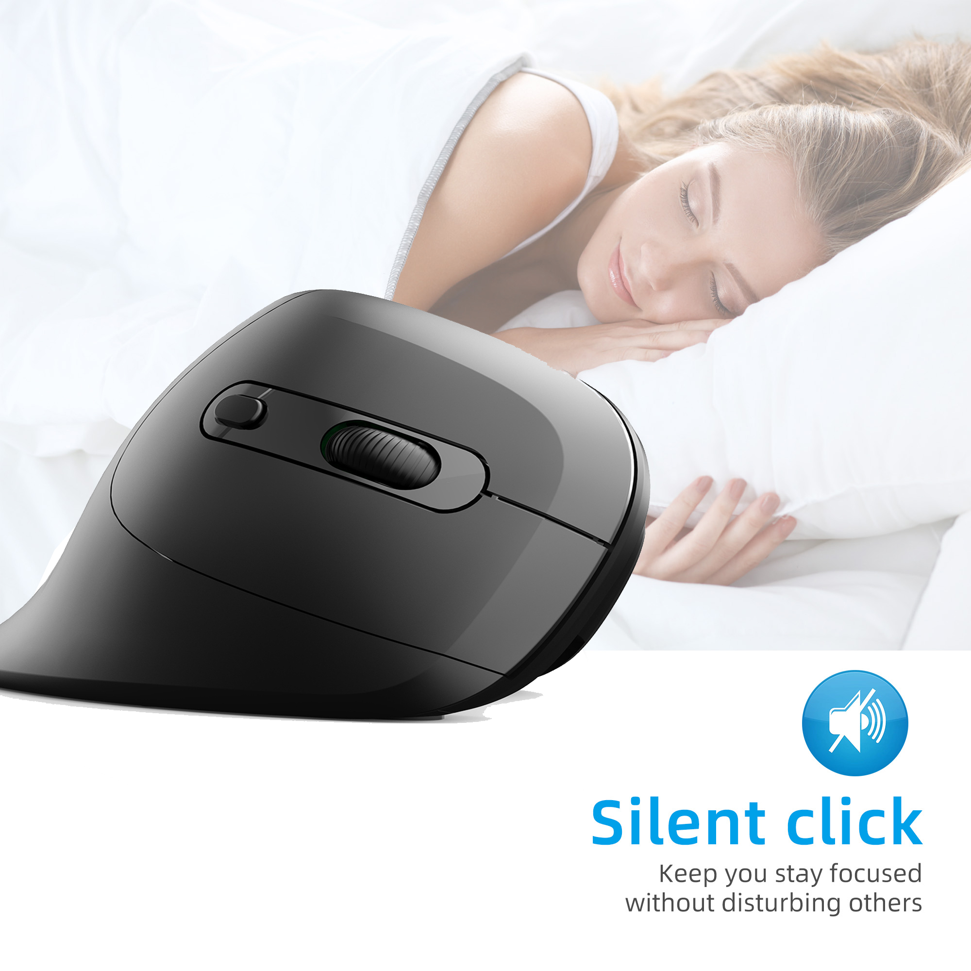 Ergonomic 2.4G USB Wireless Vertical Mouse Silent Wrist Healthy Mice ...
