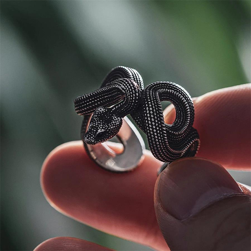 soumake men python ring retro opening adjustable... 2Pcs Retro Dark Punk Three-dimensional Snake Ring For Men Women ...