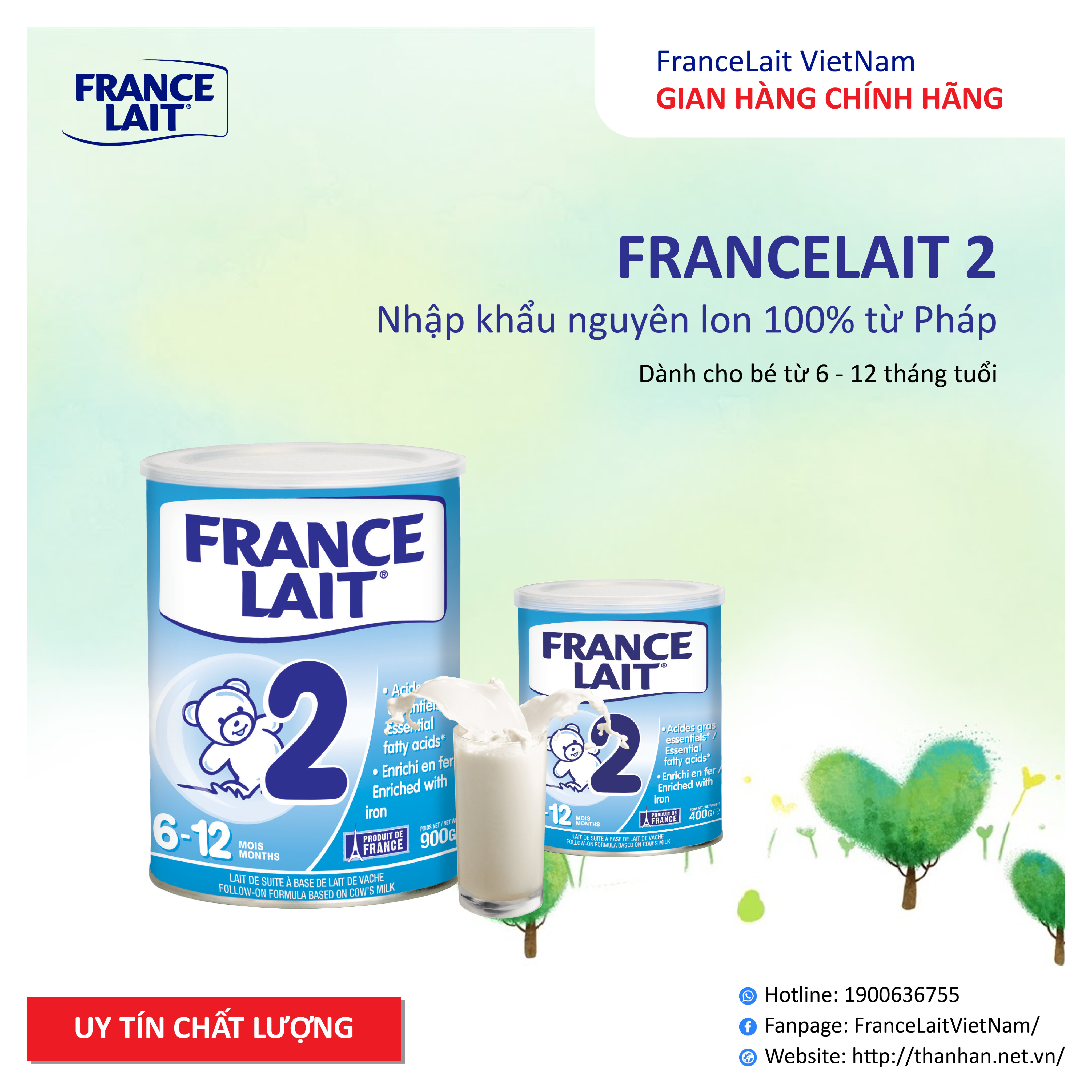 Sữa bột France Lait chính hãng nhập nguyên lon tại pháp số 2