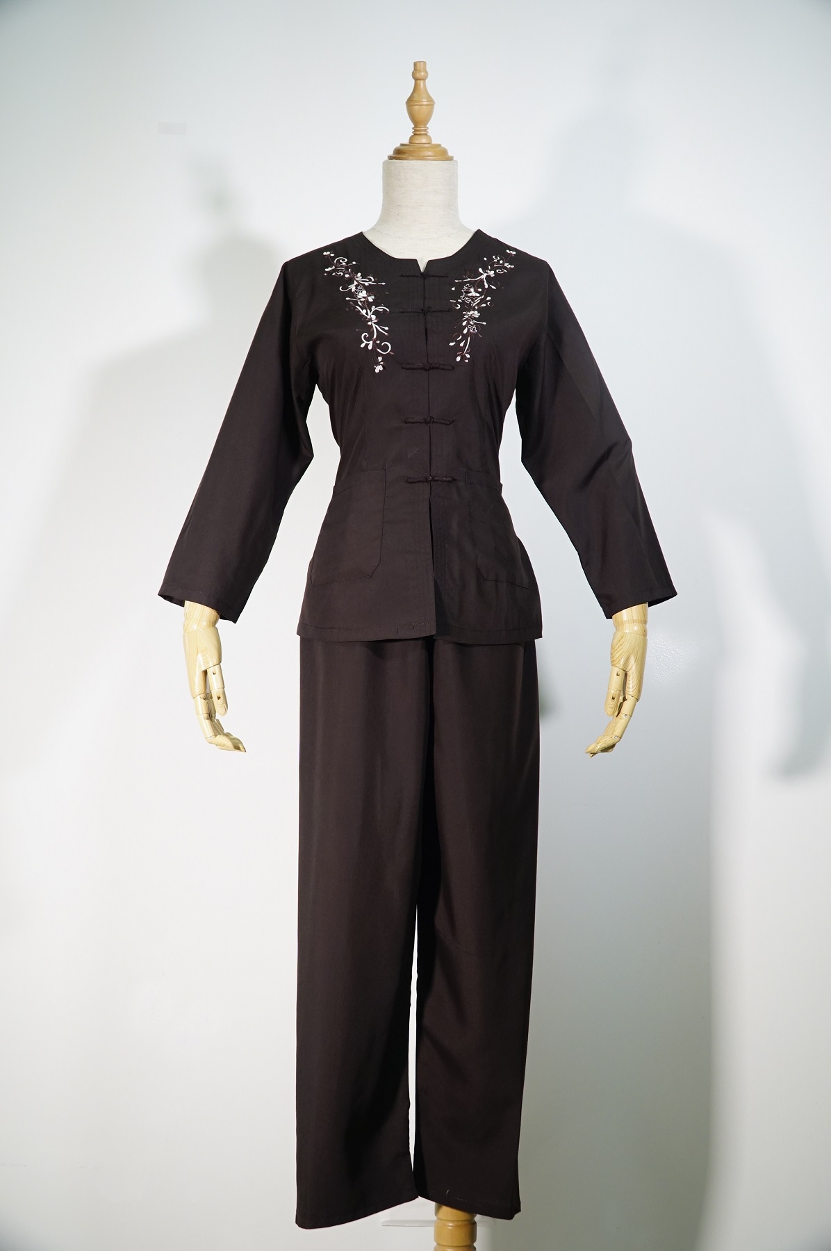 Bộ đồ Phật tử Nữ CỔ KHÓA THÊU áo lam quần áo đi chùa pháp phục thời trang Phật giáo cao cấp - Nhiều cỡ - Có video