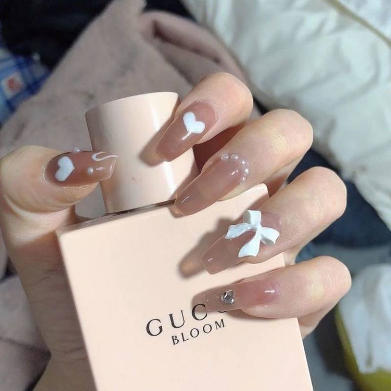 Bộ 24 Móng tay giả , nail giả A148 , móng nhọn (kèm keo dán móng tay )