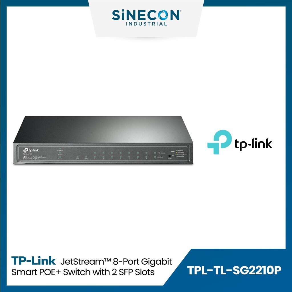 TP-Link JetStream 8-Port Gigabit Smart PoE+ Switch with 2 SFP Slots