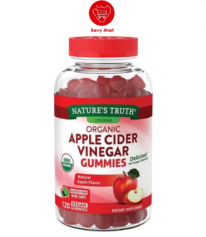Kẹo Dẻo Giảm Cân Giấm Táo Apple Cider Vinegar 120 viên Chính hãng Mỹ, tinh chất giấm táo sẽ giúp bạn thanh lọc, đào thải mỡ thừa, duy trì vóc dáng thon gọn, săn chắc Berry Mart BR218 thumbnail