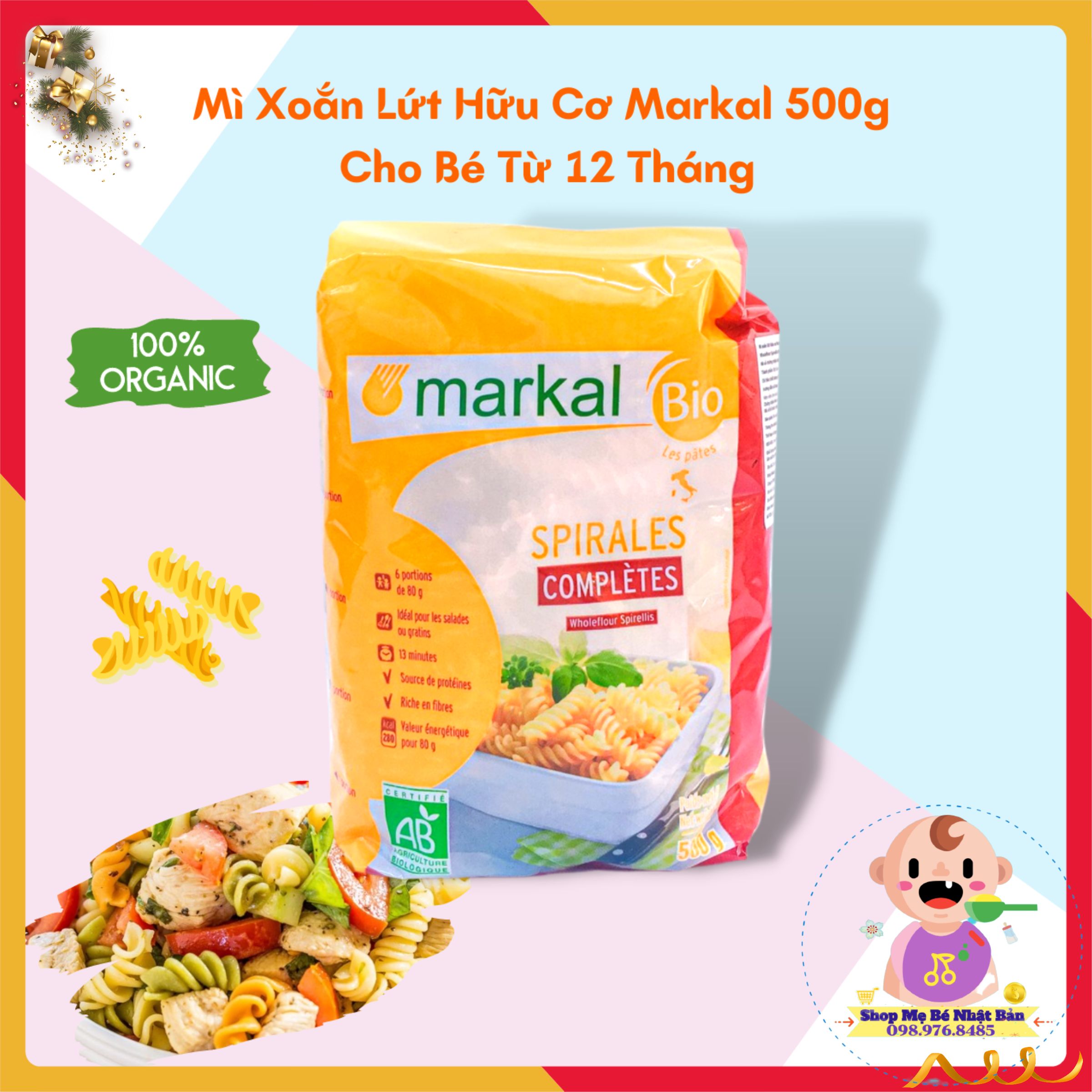 Mì Nui Hữu Cơ Markal 500g