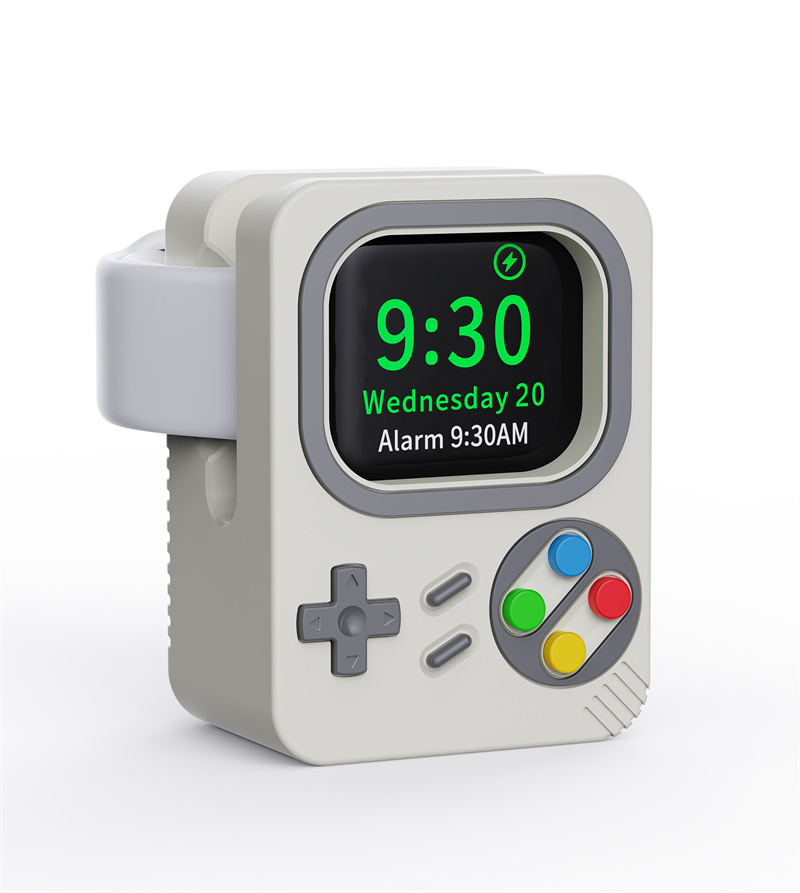 Retro silicone game console charges holder for apple watch series 8 7 6 5 4 3 2 1 watch charging bracket accessories for apple watch ultra 49mm 45mm 44 42 41mm 40 38mm