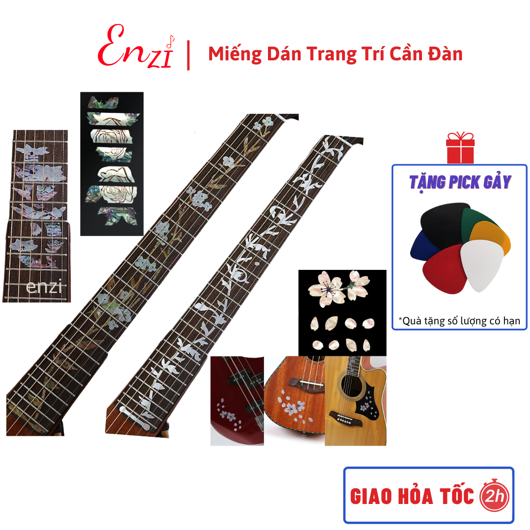Sticker miếng dán trang trí khảm cần đàn guitar chất lượng Enzi