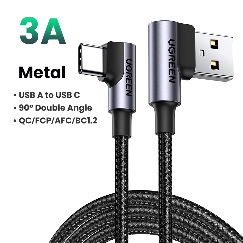 Ugreen Usb C Cable Degree Type C Cable W Fast Charging Usb A To Usb C Cable Right Angle