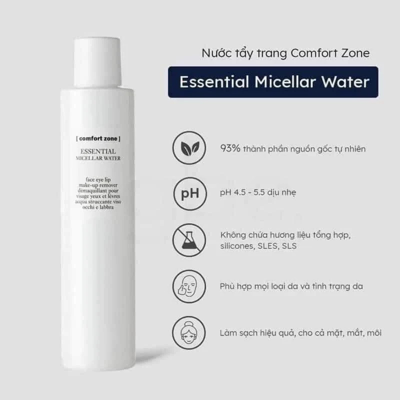 Nước Tẩy Trang Comfort Zone Essential Micellar Water 200ml (HSD: 2/25)