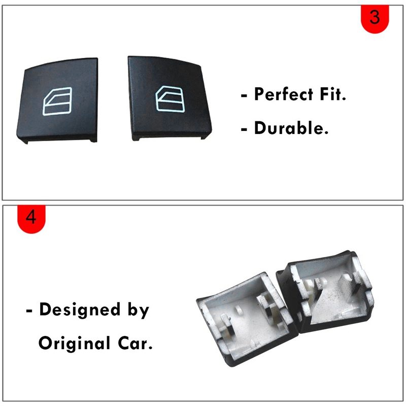 Window Switch Button Covers for Mercedes Benz W204 W212 C E Glk Class, Front Left+Right Window Switch Repair Button Caps
