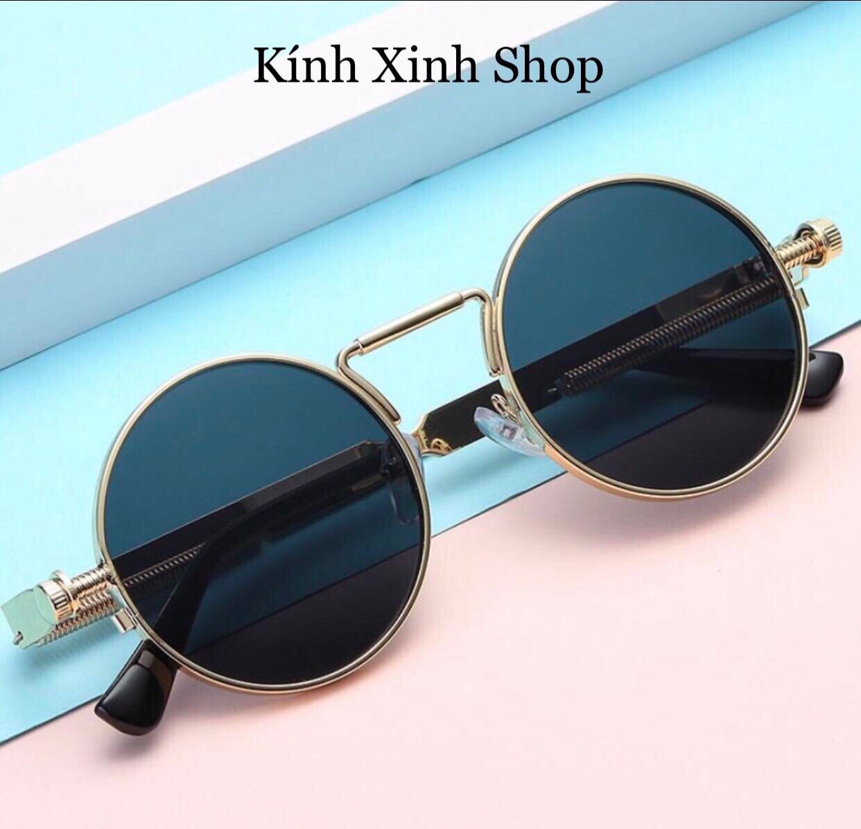 Kính râm mắt tròn retro cao cấp phong cách hiện đại cho nam và nữ