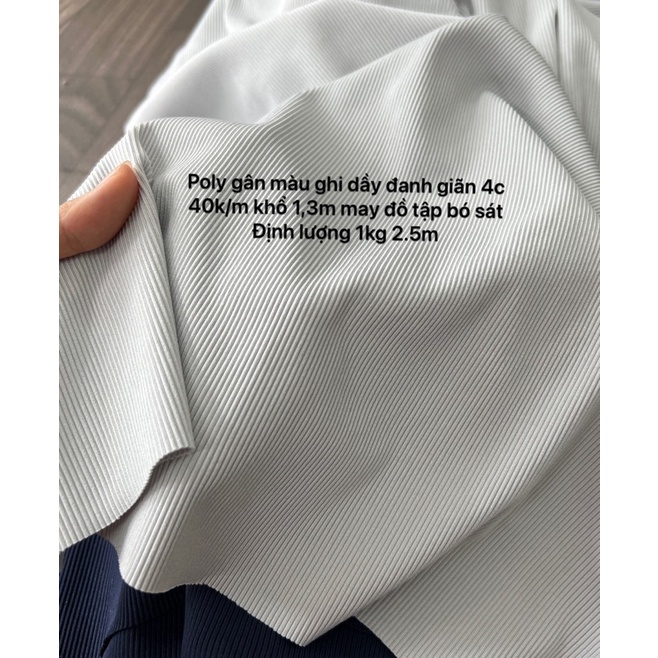 Vải thun gân, Thun Poly ,- may Đồ Tập--gân nhỏ- co giãn tốt