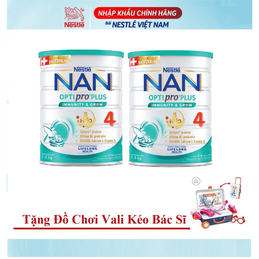 Combo 2 Hộp Sữa Nan Optipro Plus 5HMO Số 4 1,5 Kg Mới (Date 2025)