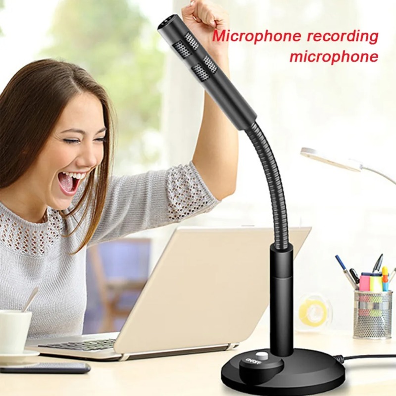 【Ready Stock+FREE Shipping+COD 】K10 USB K6 3.5mm Studio Microphone Speech Mic Stand Holder USB Desktop Wired Mic Mini Notebook Computer For PC Laptops Sound Card Recording