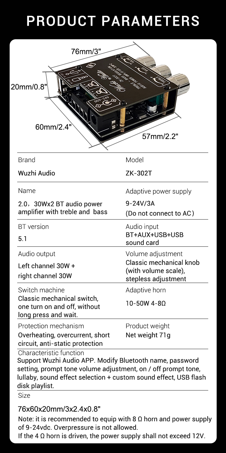 บอร์ดขยายเสียง สัญญาณบลูทูธ ZK-302T 30W + 30W บูลทูธ5.1 ปรับเสียงเบสสูง ...
