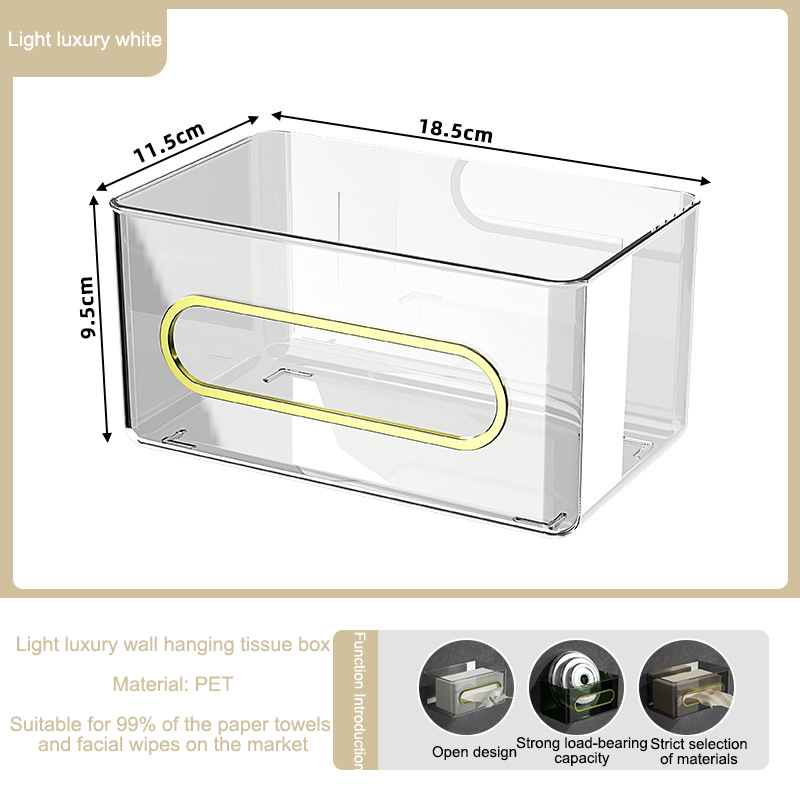 Wall-mounted tissue box with light luxury side opening Wall-mounted tissue box towel washcloth storage box