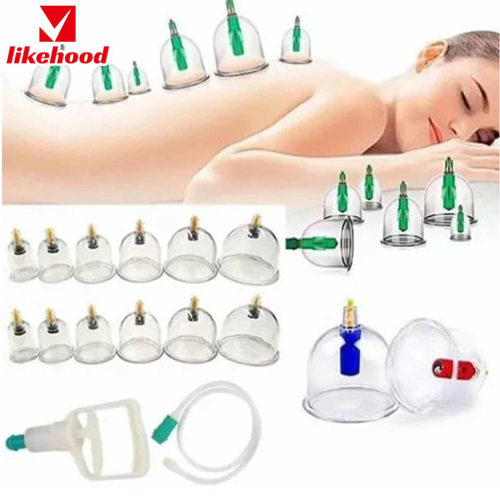 [Likelyhood] 12 Cups Professional Chinese Cupping Set Silicone Vacuum