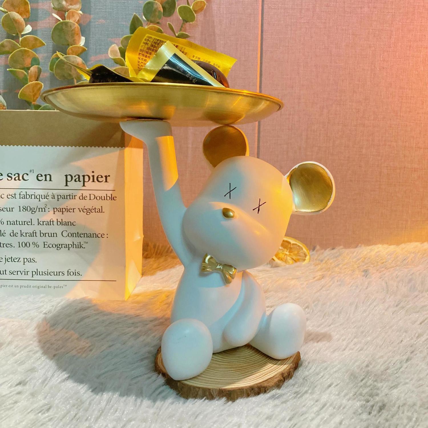 (HCM sẵn )  GẤU KÈM KHAY ĐỰNG ĐỔ DECOR XINH XẮN ĐỰNG CHÌA KHOÁ BÁNH KẸO MỸ PHẨM TIỆN DỤNG quà tặng decor