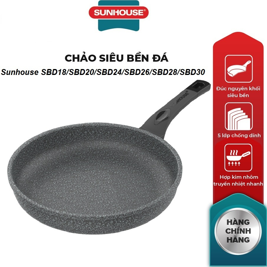 Chảo đá chống dính không từ sunhouse size 24-30cm sbd 24-30