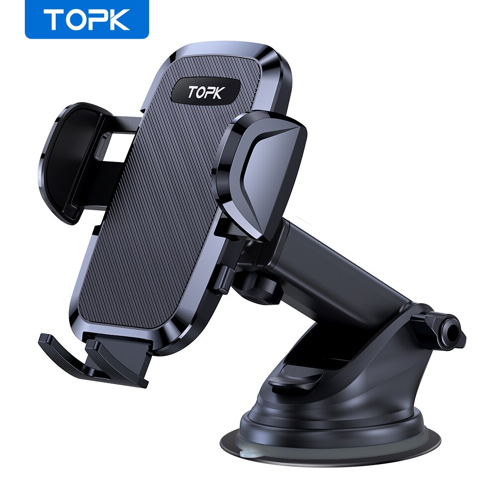 ：》“：=- TOPK Car Phone Holder Mount Cell Phone Mount For Car Dashboard & Windscreen For Universal Cars 360° Rotatable Mobile Phone Holde