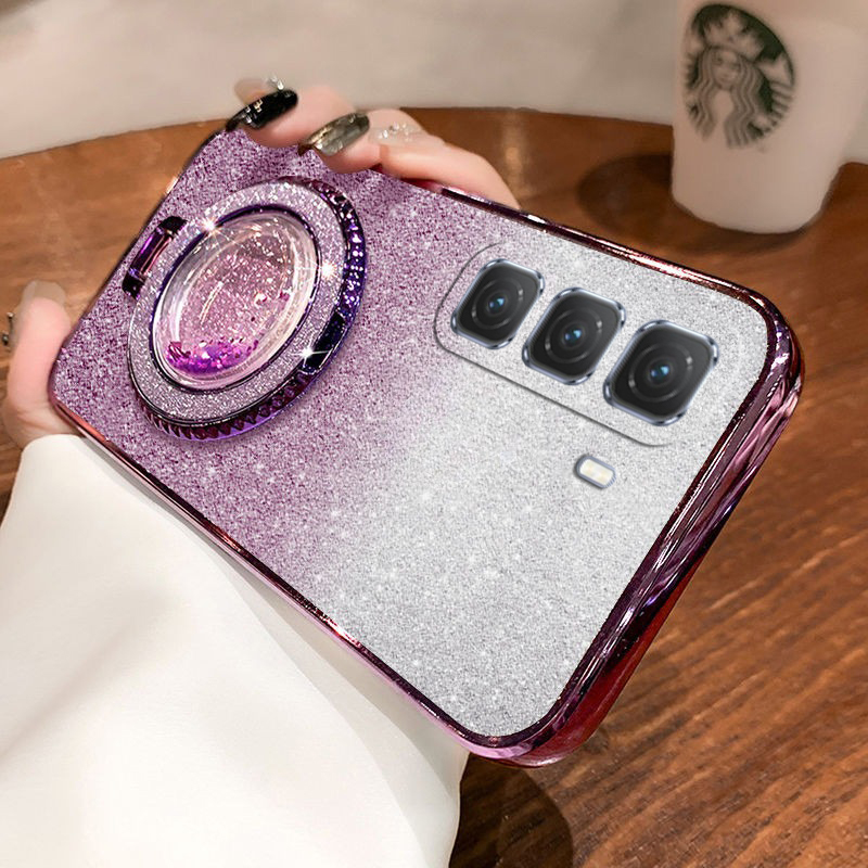 Phone cover infinix Hot 60i 60 Back case with Liquid Glitter Quicksand hourglass Stand Holder Luxury Shiny Gradient Plating Girls Slim For infinix Hot 60 60i Phone cases. 