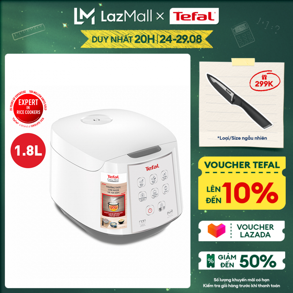 [QUÀ GIAO SAU] Nồi cơm điện tử Tefal- 1.8L - Thương hiệu Pháp - RK733168 - Gian hàng chính hãng bảo hành 2 năm